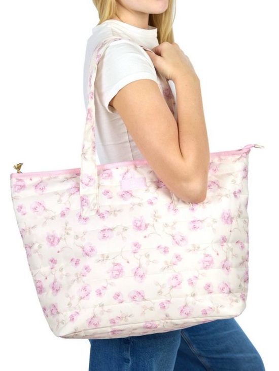 LoveShackFancy Handbags - LoveShackFancy x Target - Yoobi Ribbon Rosa Quilted Weekender Tote Bag Rose Dusk